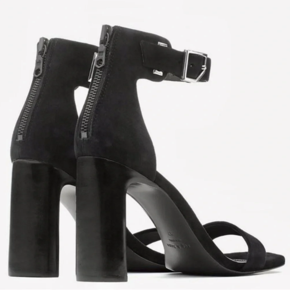 $395 NIB! RAG & BONE Black Suede Ellis Sandals Size 10 - Picture 3 of 7